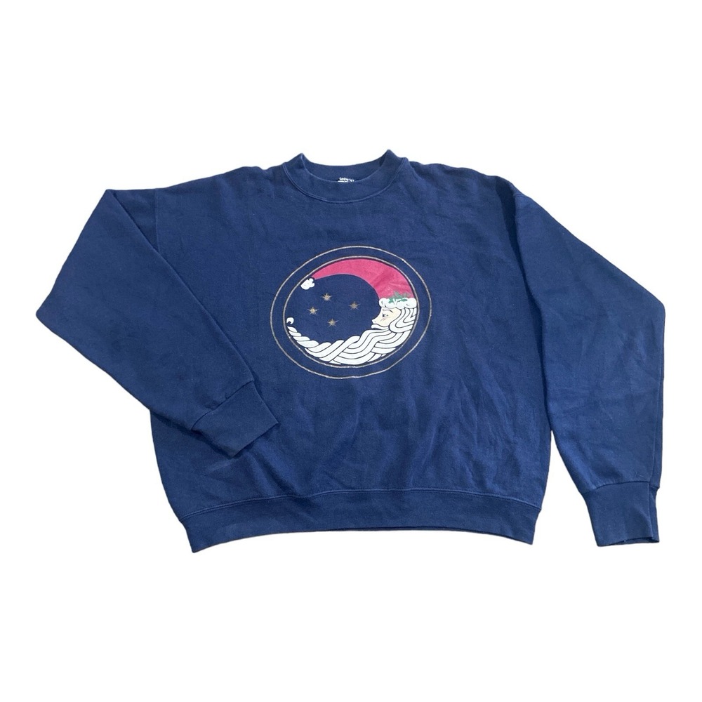 Vintage Santa Women's‎ Blue Christmas  Crewneck Sweatshirt Size L